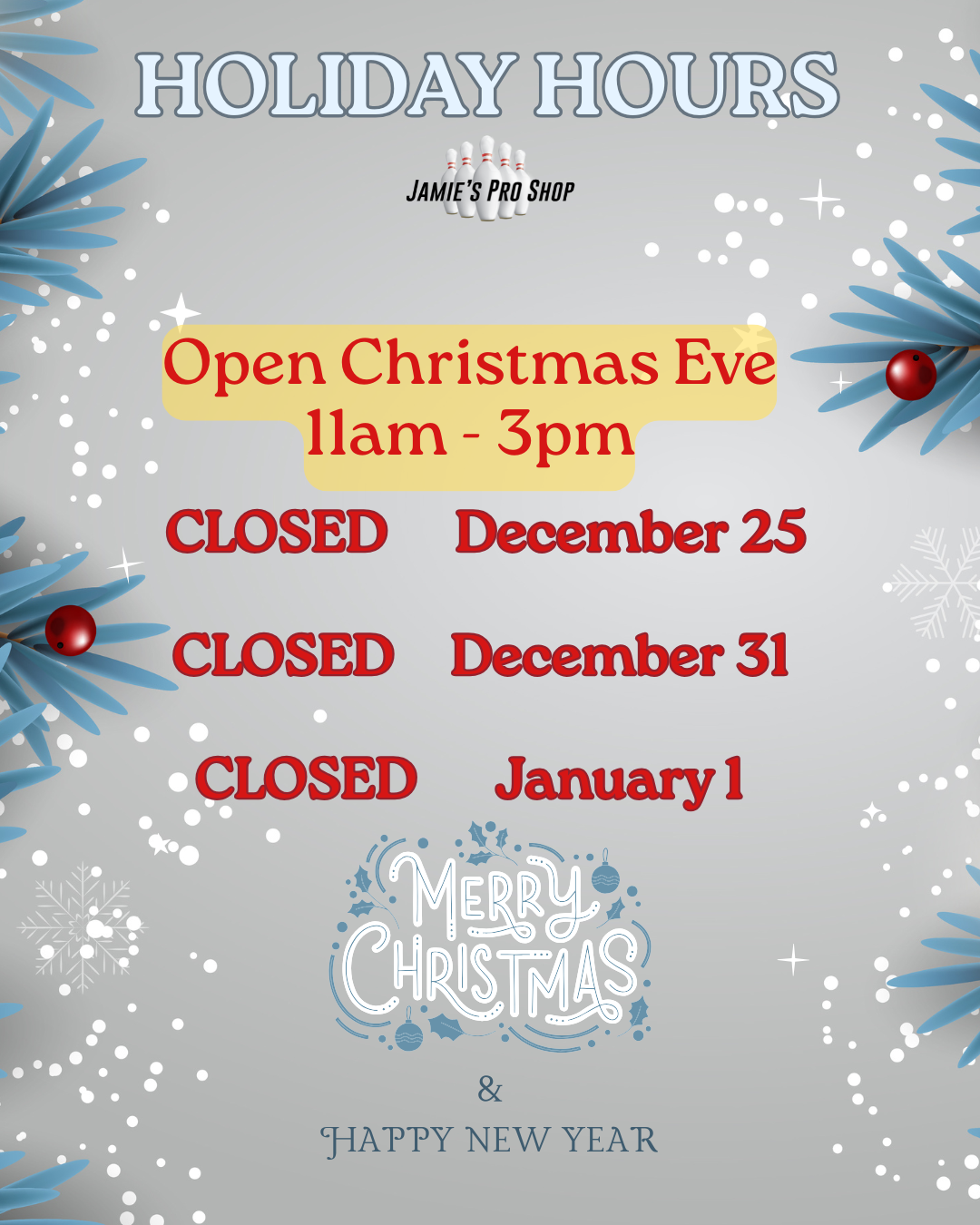 Holiday hours